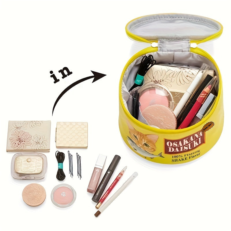 Mini Tin Sardine Cosmetic Bag – Cute Cylindrical Zipper Pouch for Travel