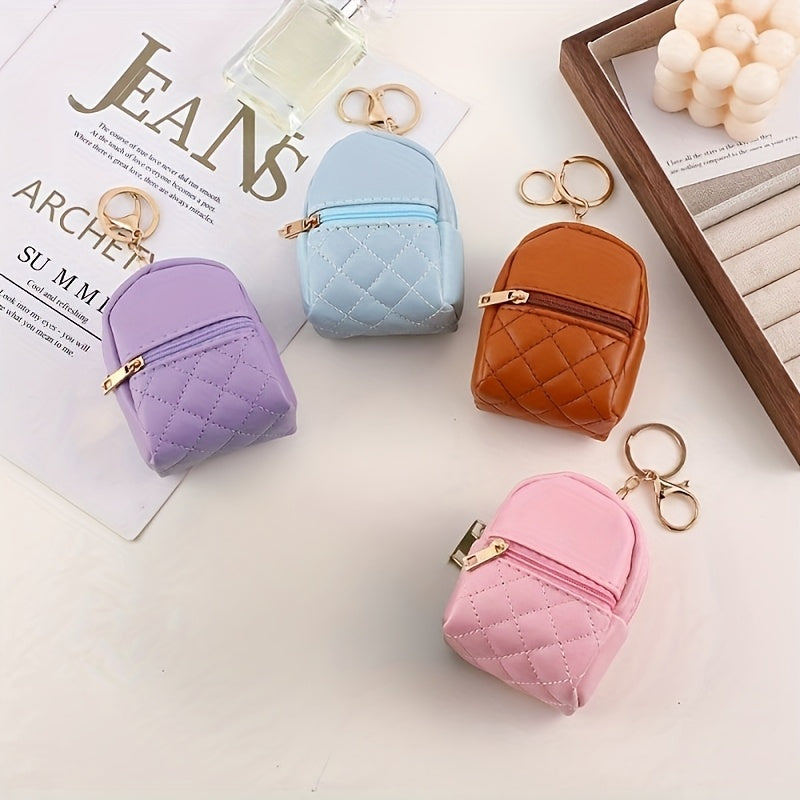 Mini Backpack Keychain Pouch Set - 4 Pack Multi-Compartment Travel Organizers