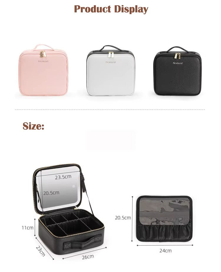 Premium LED Makeup Case with Mirror – Portable Lighted Cosmetic Travel Organizer