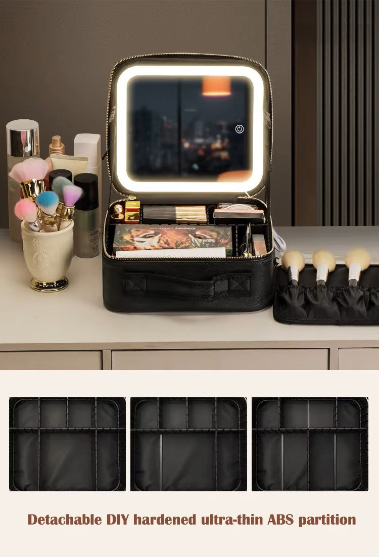 Premium LED Makeup Case with Mirror – Portable Lighted Cosmetic Travel Organizer
