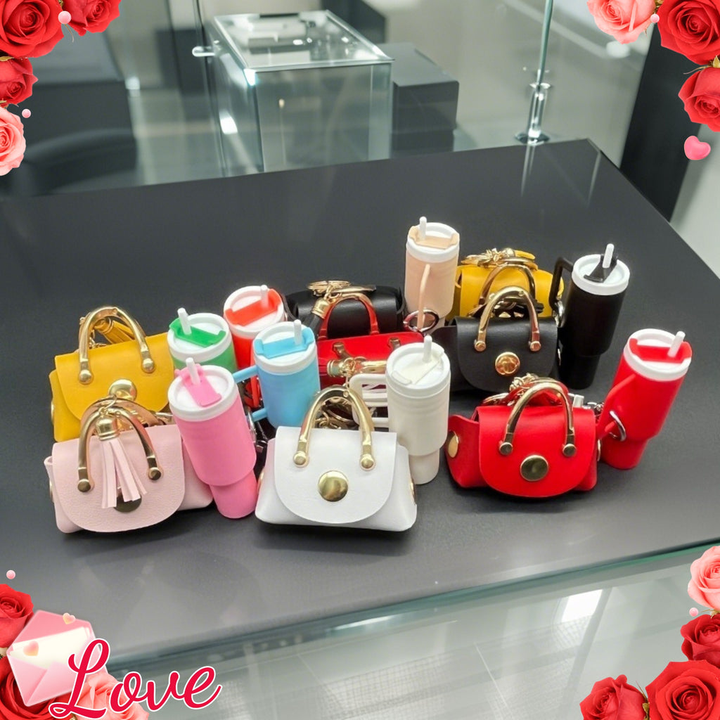 Mini Headphone Case Keychain – Cute Water Cup Charm for Keys & Bags