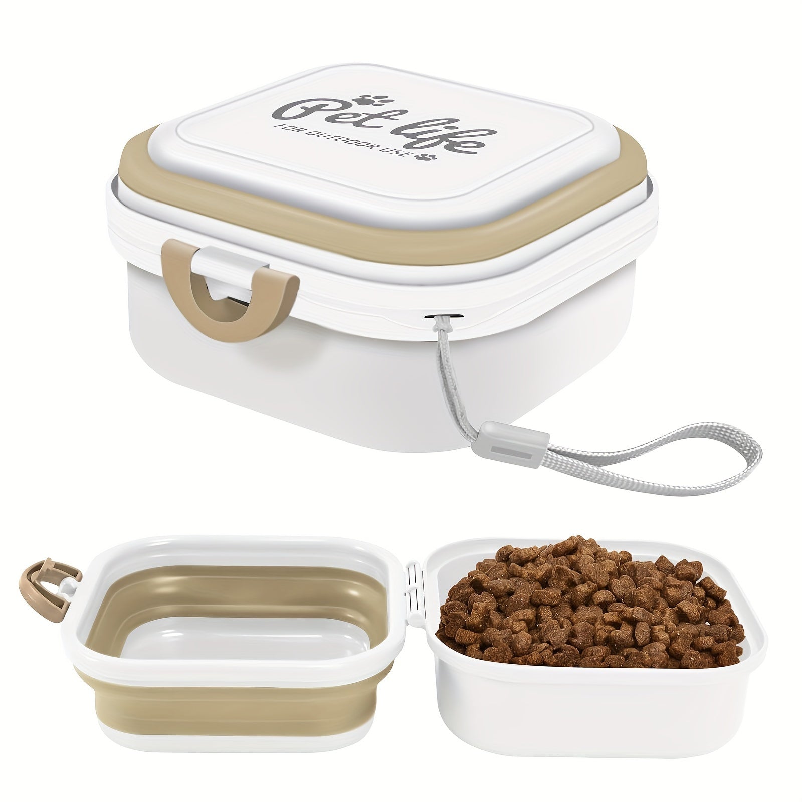 Mini Portable Dog Water Bowl – 2-in-1 Travel Pet Food & Water Feeder with Lid