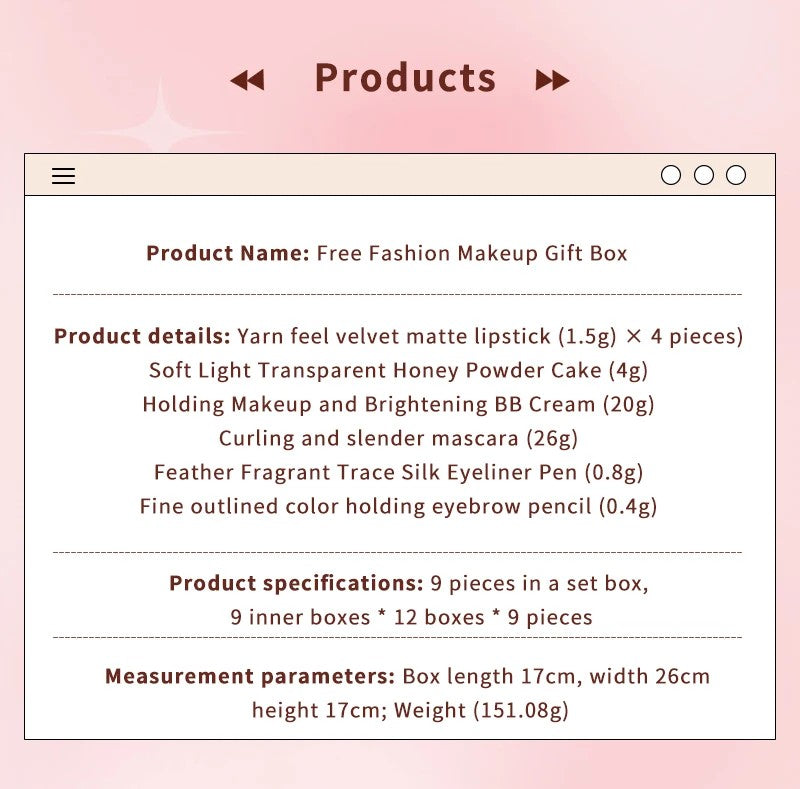 Mini Makeup Gift Set – 9-Piece Complete Kit plus one free gift