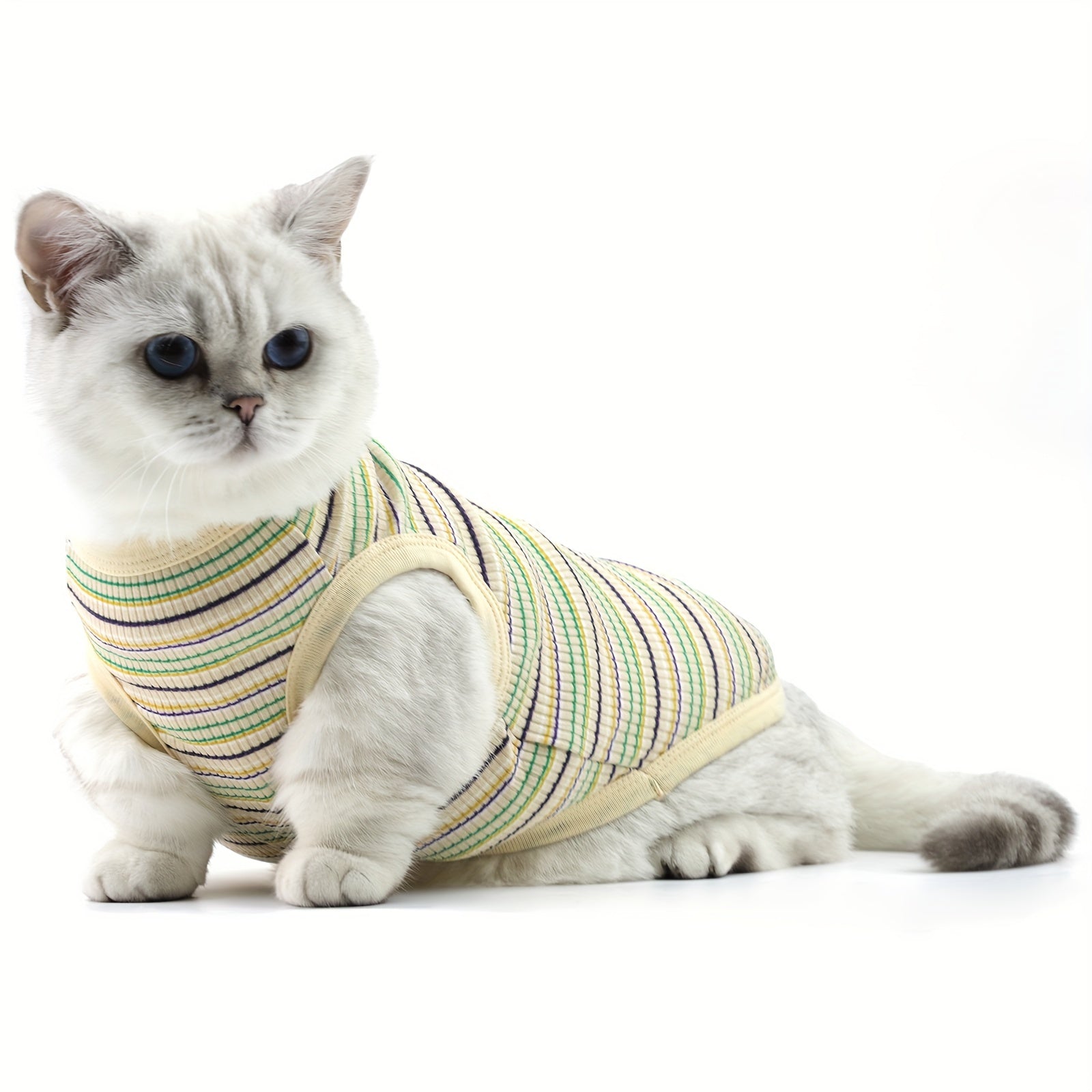 Mini Dog Vest - Soft Ribbed Pink Striped Tank Top for X Small Dogs to XXL