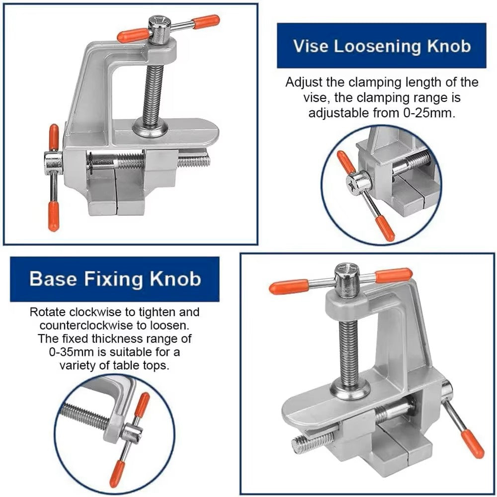 Mini Bench Vise - 3.5" Aluminum Clamp for Jewelry & Hobby Work
