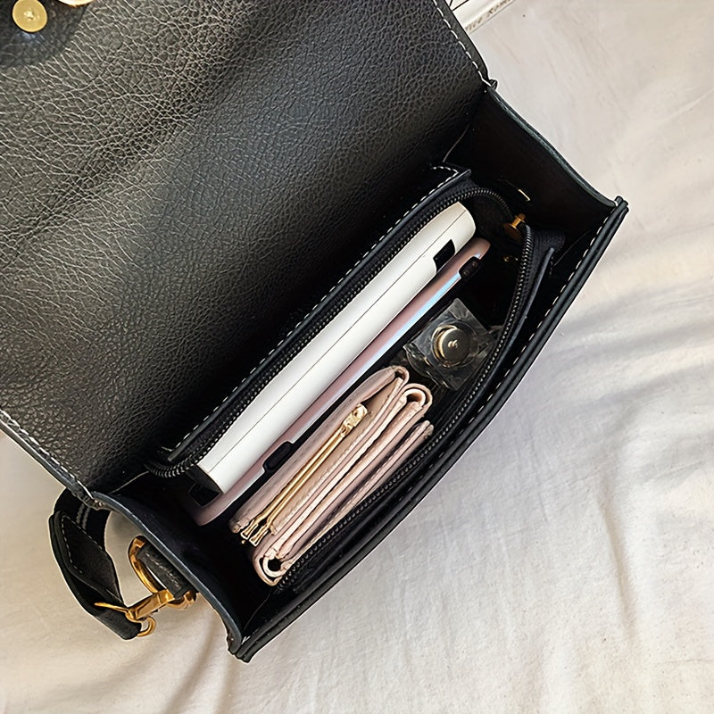 Mini Lion Head Crossbody Bag - Vintage PU Leather Shoulder Bag