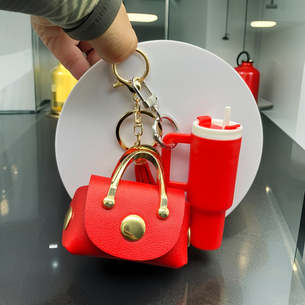 Mini Headphone Case Keychain – Cute Water Cup Charm for Keys & Bags