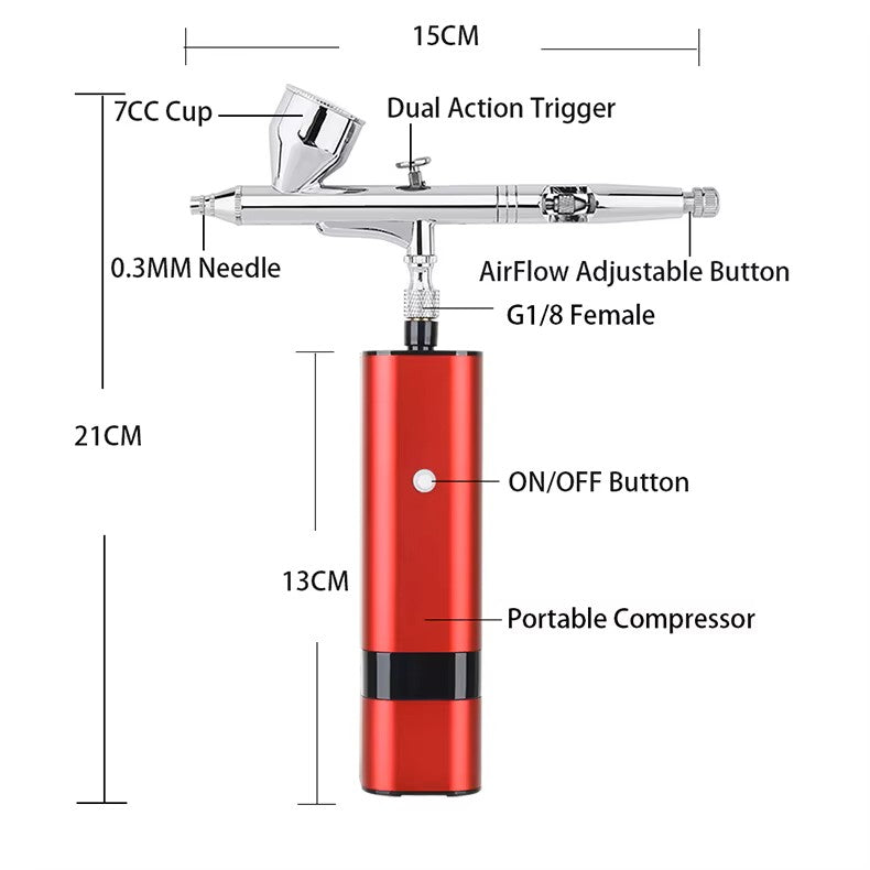 Mini Airbrush Kit Multiple Use with Compressor - Professional Spray System for Flawless Foundation & Nail Art