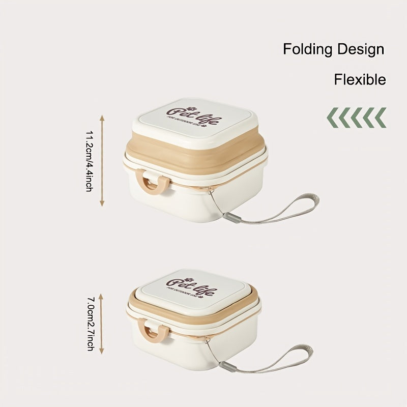 Mini Portable Dog Water Bowl – 2-in-1 Travel Pet Food & Water Feeder with Lid