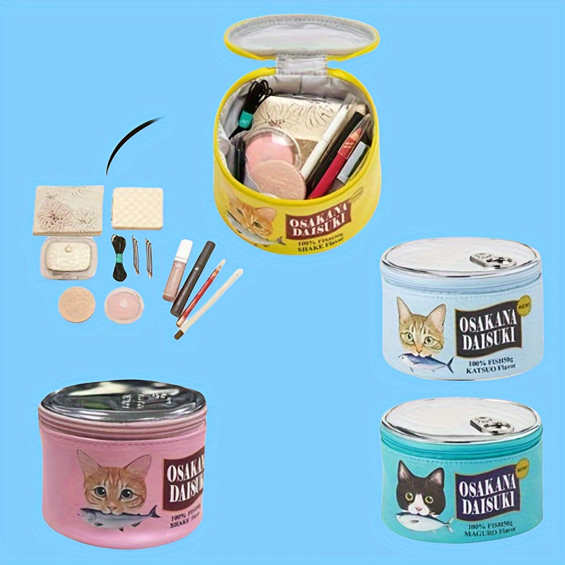 Mini Tin Sardine Cosmetic Bag – Cute Cylindrical Zipper Pouch for Travel