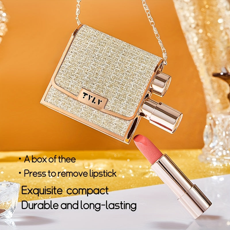 Mini Matte Velvet Lipstick Set – 3 Colors with Golden Chain Bag