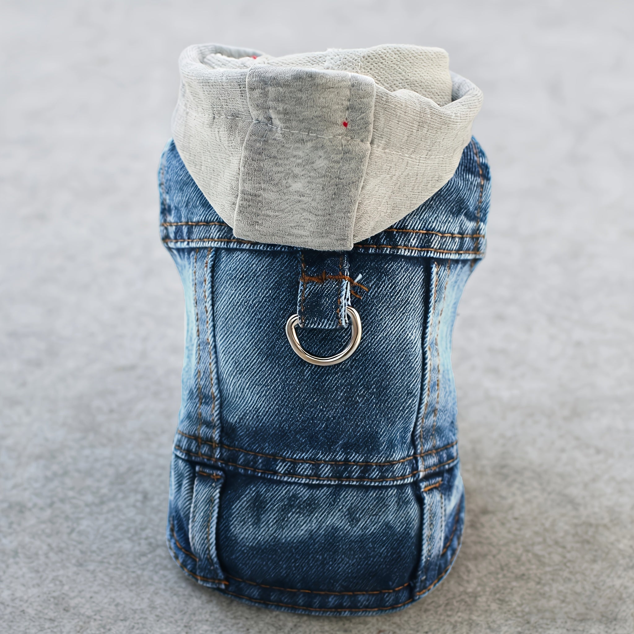 Mini Hooded Vest for Dogs & Cats – Faux Denim Button-Front Jacket