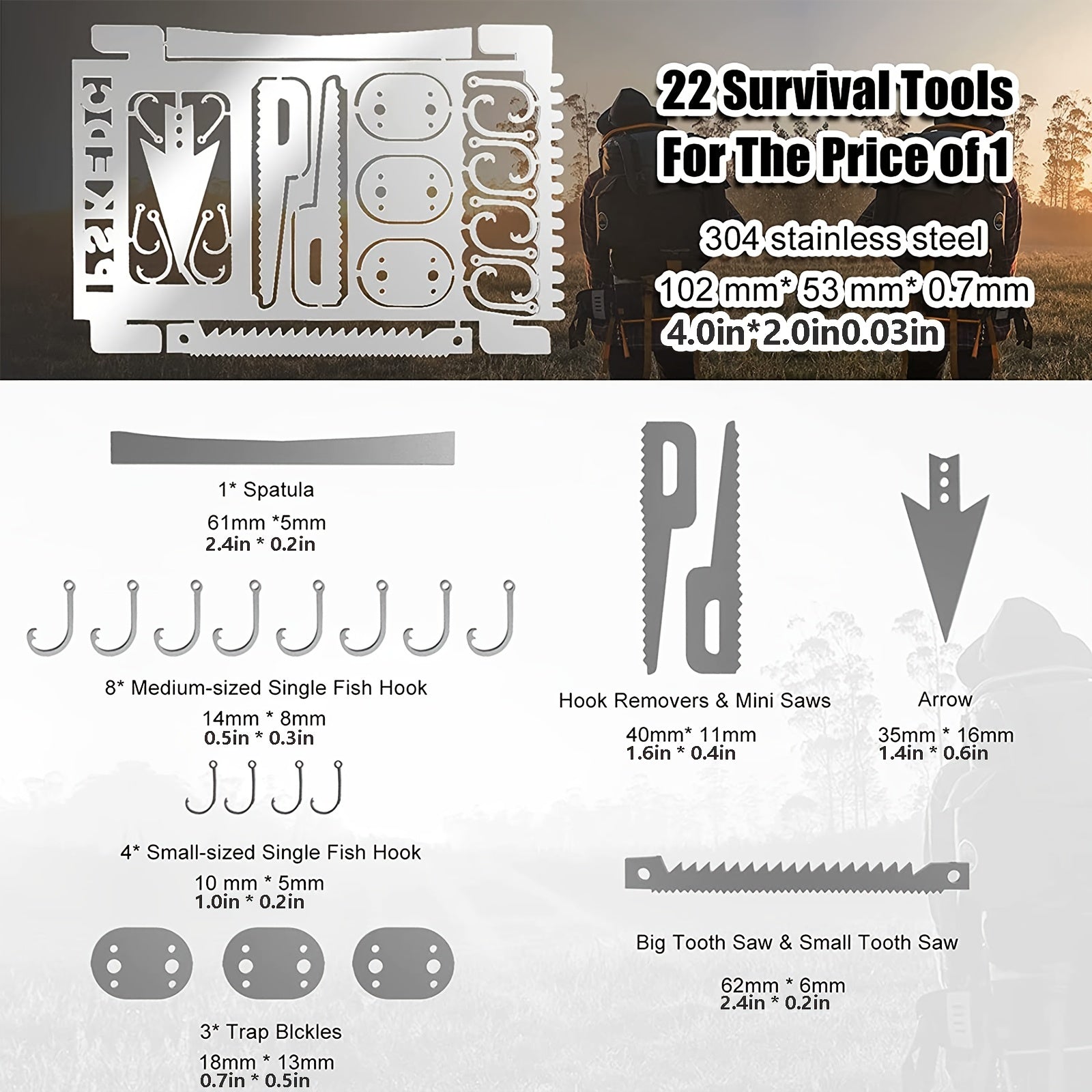 Mini EDC Survival Card Kit – 6-Piece Compact Multitool