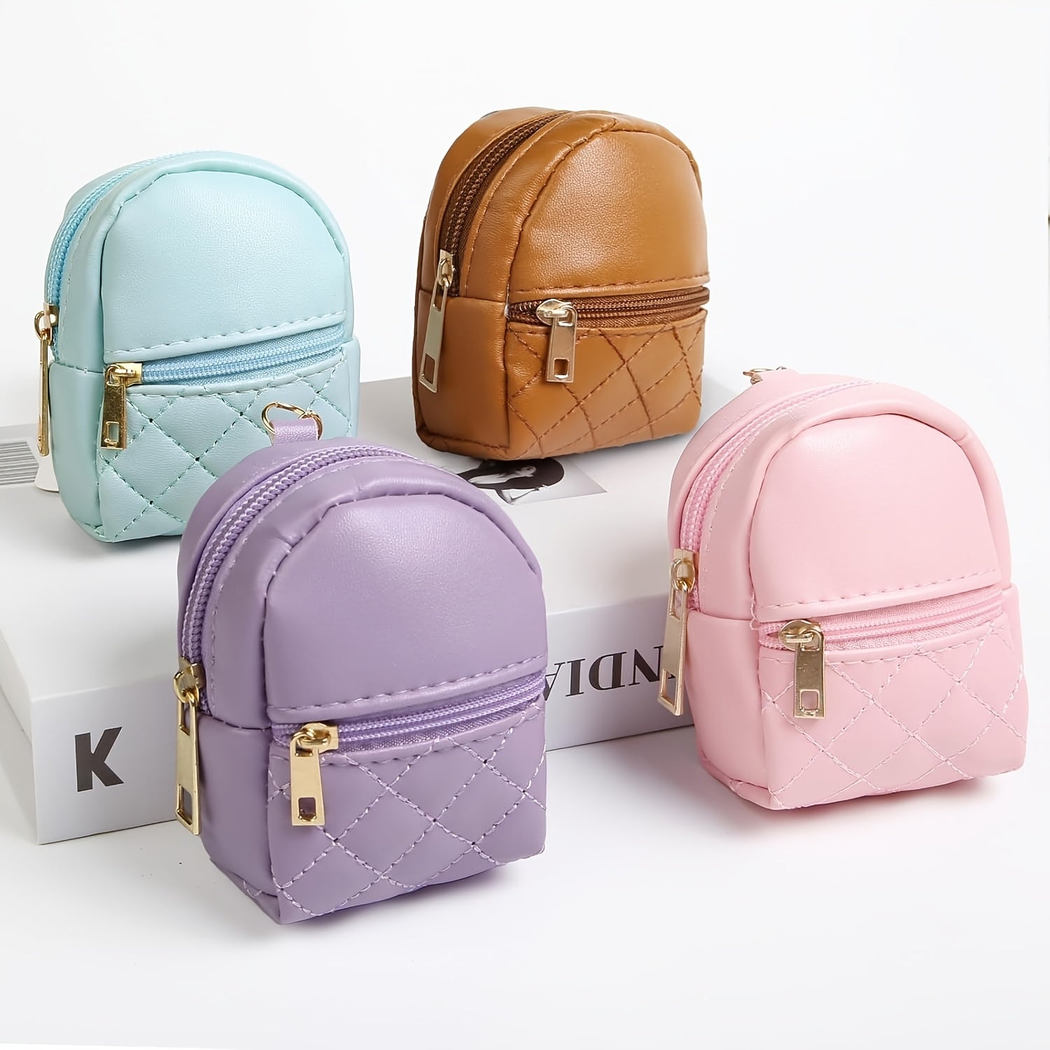 Mini Backpack Keychain Pouch Set - 4 Pack Multi-Compartment Travel Organizers