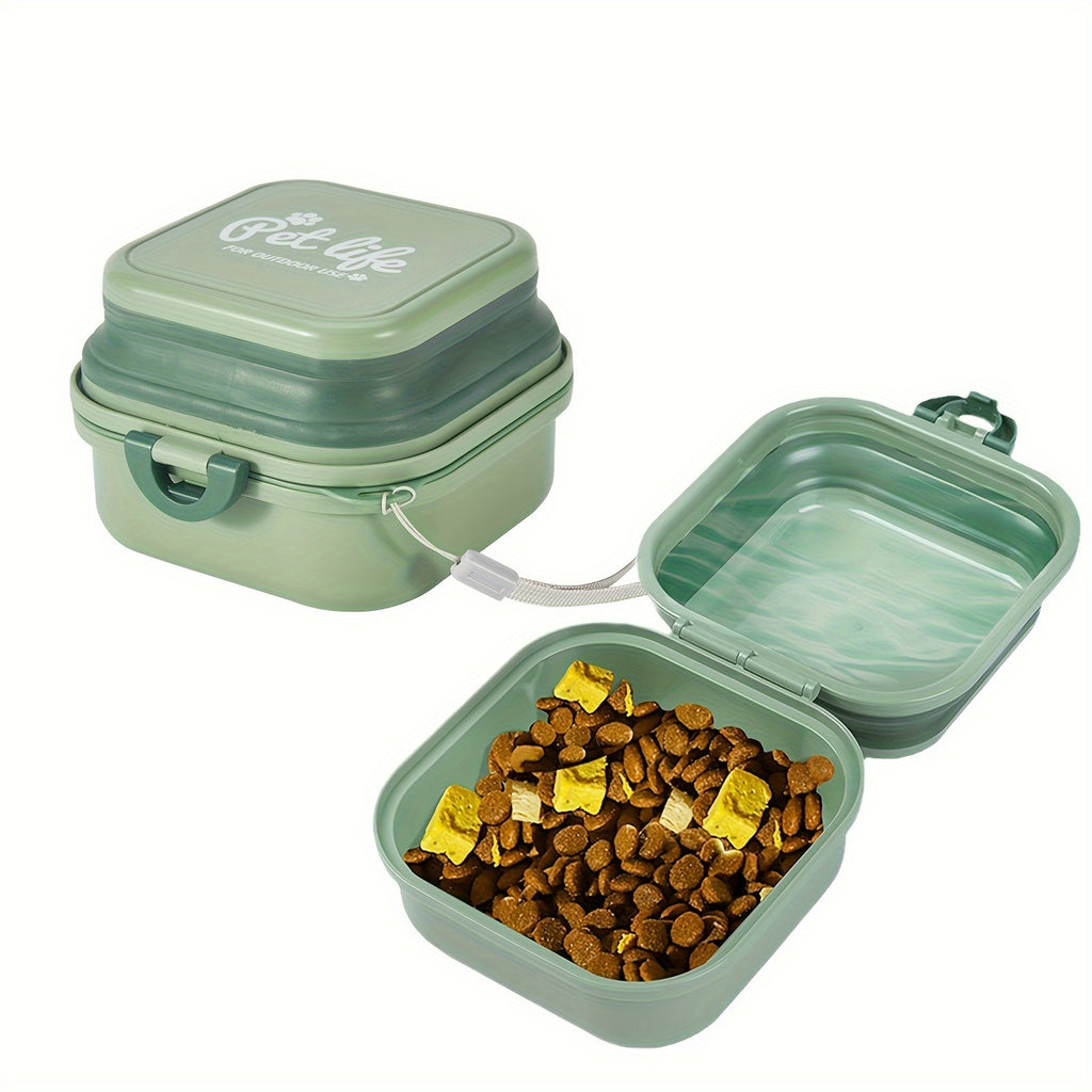 Mini Portable Dog Water Bowl – 2-in-1 Travel Pet Food & Water Feeder with Lid