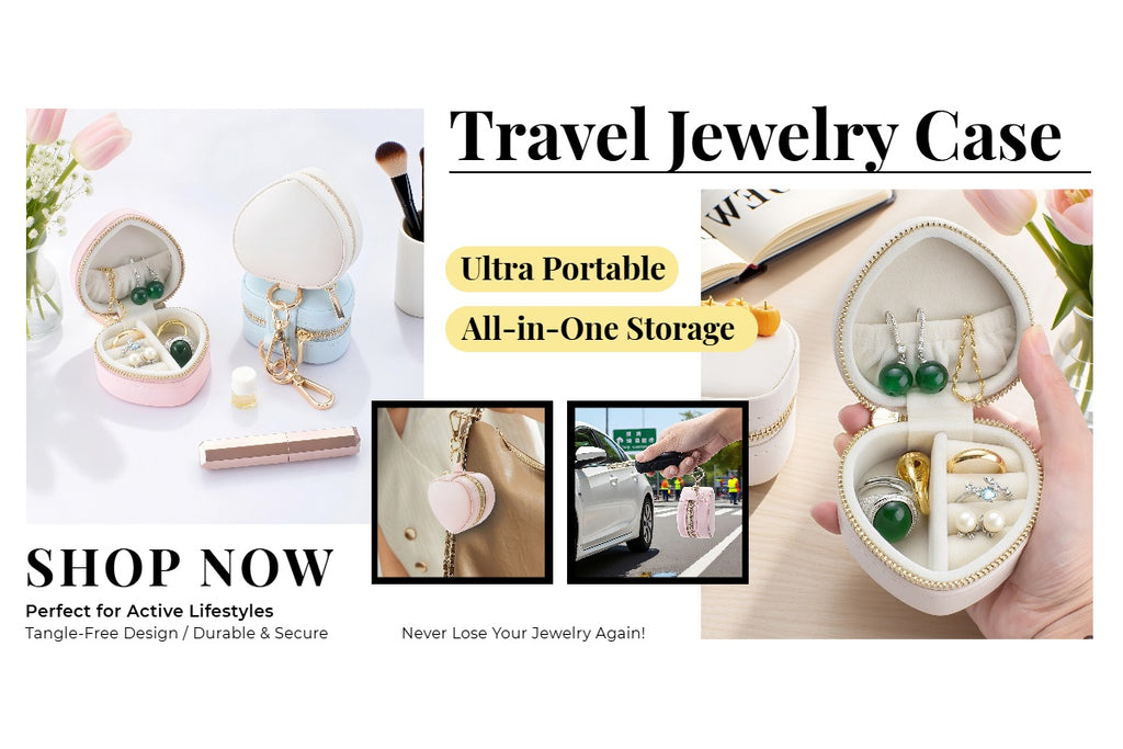 Heart‑Shaped Mini Jewellery Box Keychain – Luxury Portable PU Organizer for Rings & Earrings