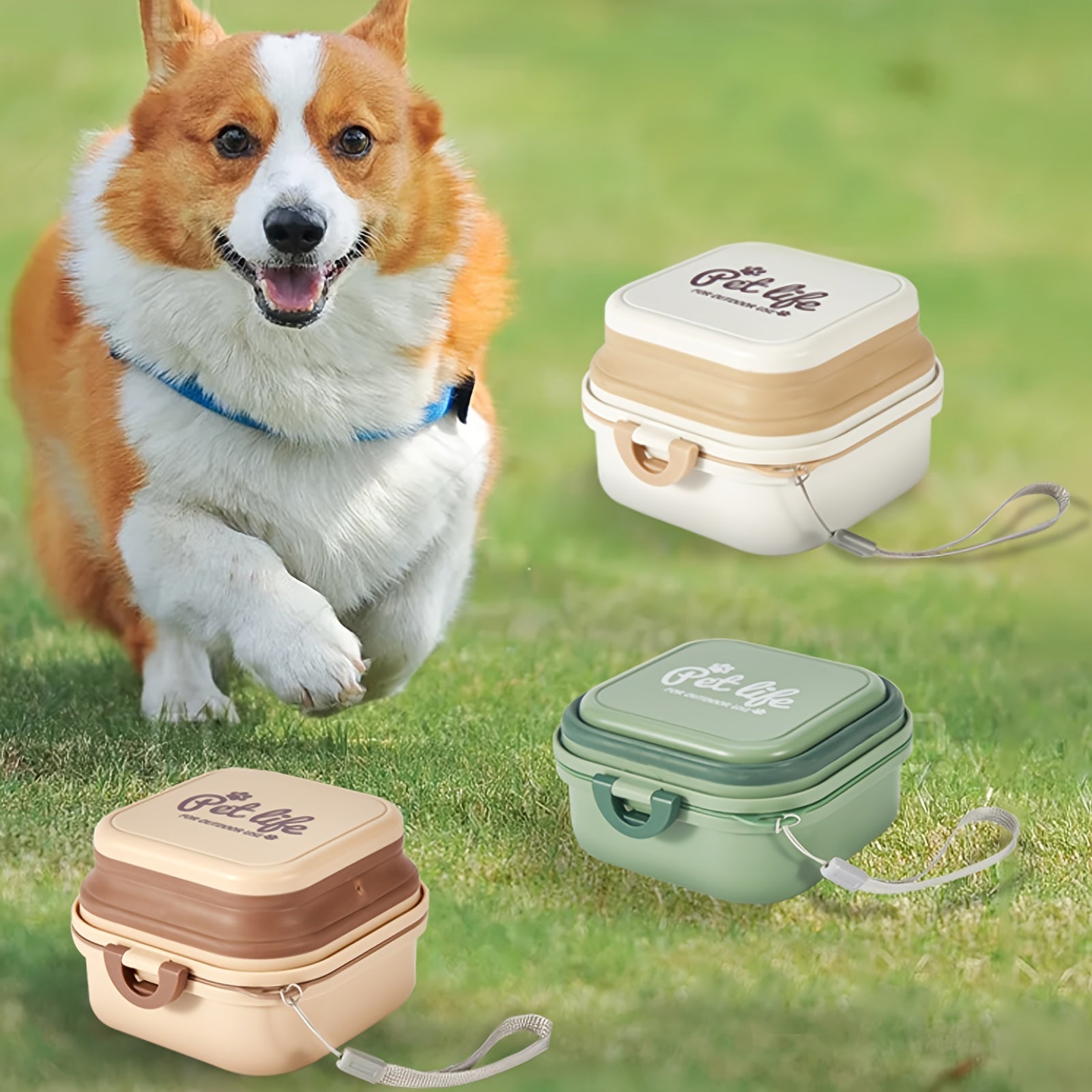 Mini Portable Dog Water Bowl – 2-in-1 Travel Pet Food & Water Feeder with Lid
