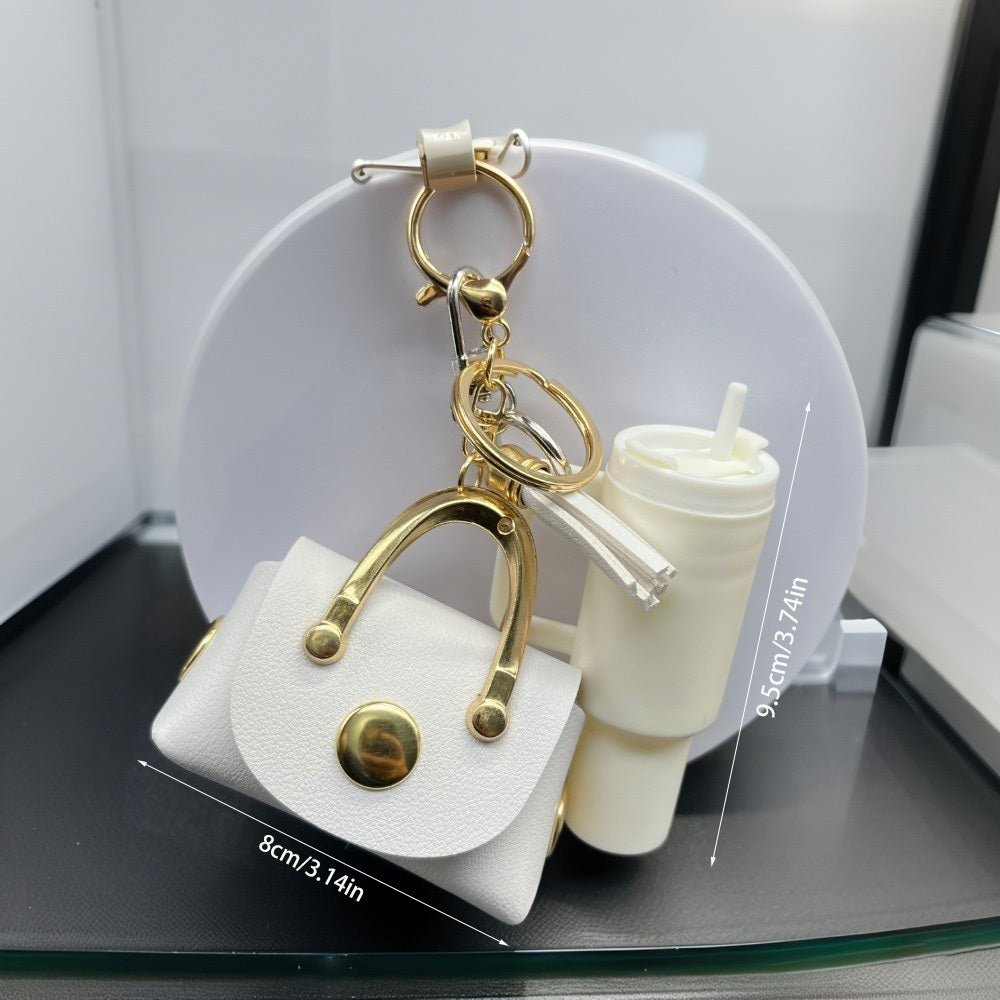 Mini Headphone Case Keychain – Cute Water Cup Charm for Keys & Bags