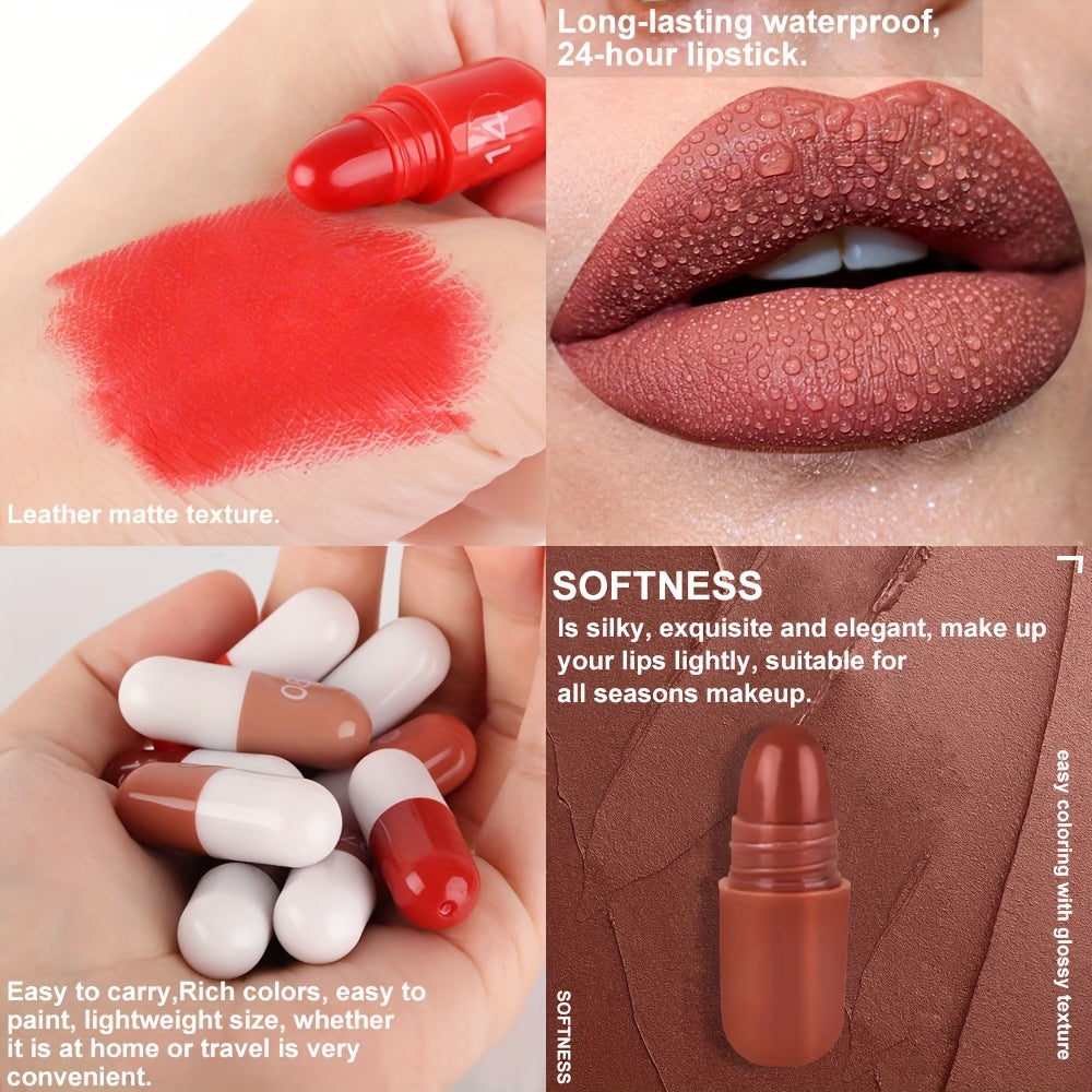 Mini Capsule Lipstick Set - 18 Long-Lasting Colours in Travel-Friendly Case