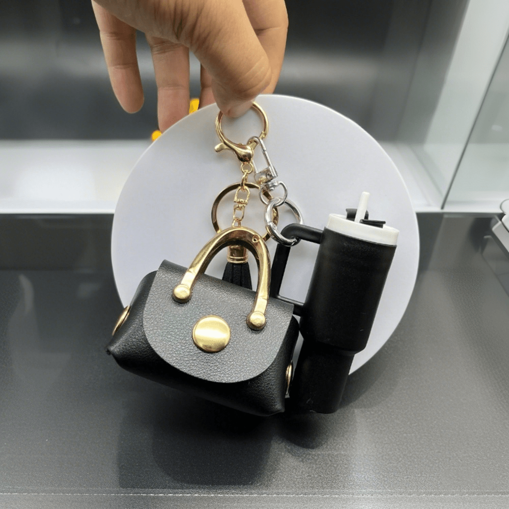 Mini Headphone Case Keychain – Cute Water Cup Charm for Keys & Bags