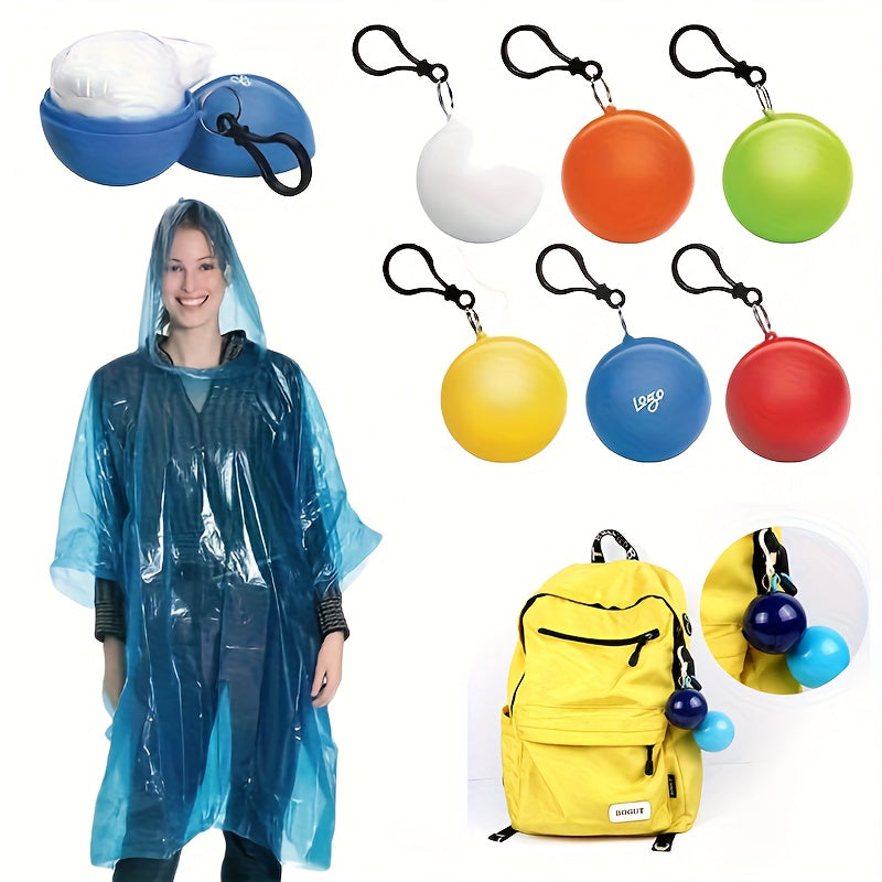 Mini Rain Poncho Set – 6-Piece Compact Keychain Balls for Travel