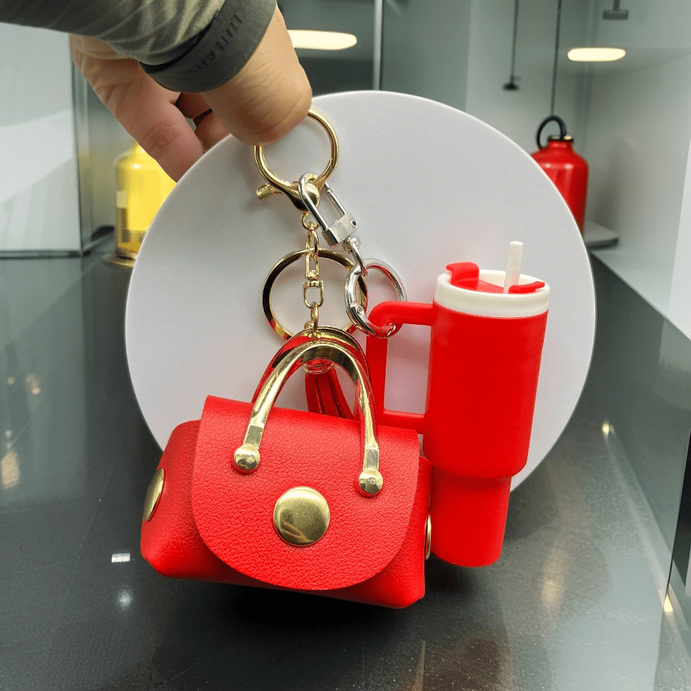 Mini Headphone Case Keychain – Cute Water Cup Charm for Keys & Bags