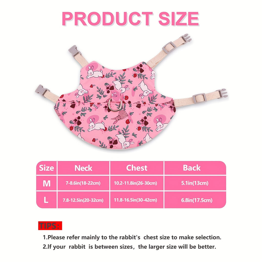Mini Breathable Rabbit Harness & Leash Set - Soft Pet Harness for Small Animals