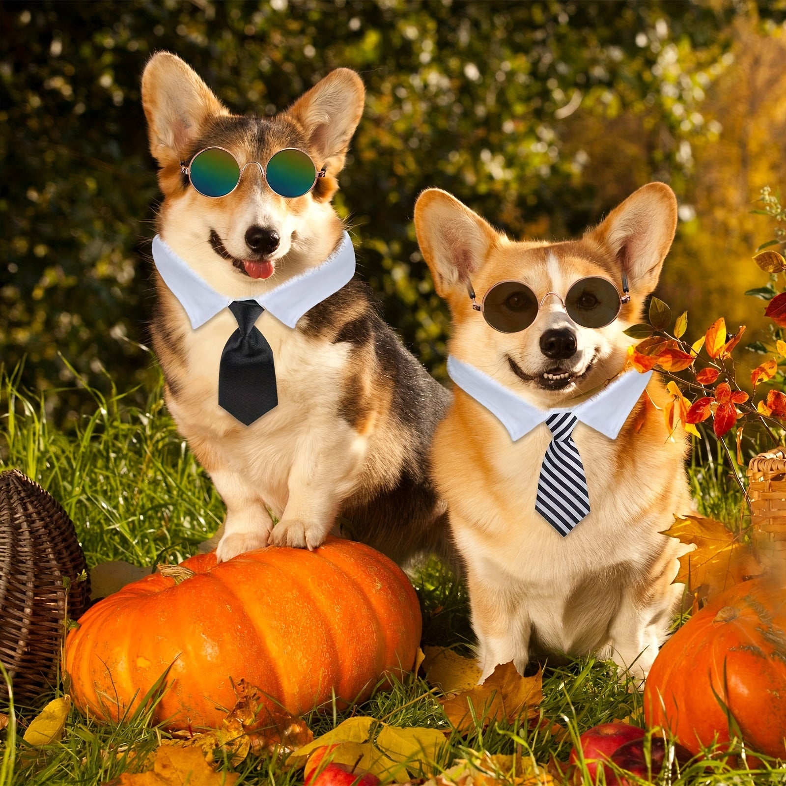 Mini Pet Costume Set - 8-Piece Dog & Cat Accessories with Sunglasses & Ties
