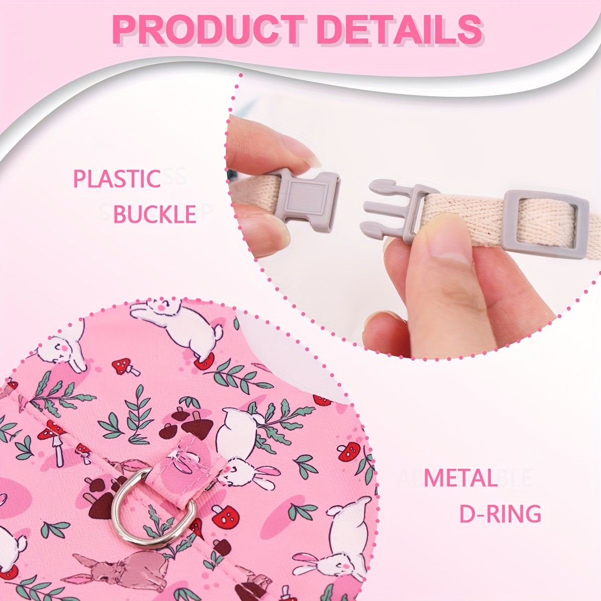 Mini Breathable Rabbit Harness & Leash Set - Soft Pet Harness for Small Animals