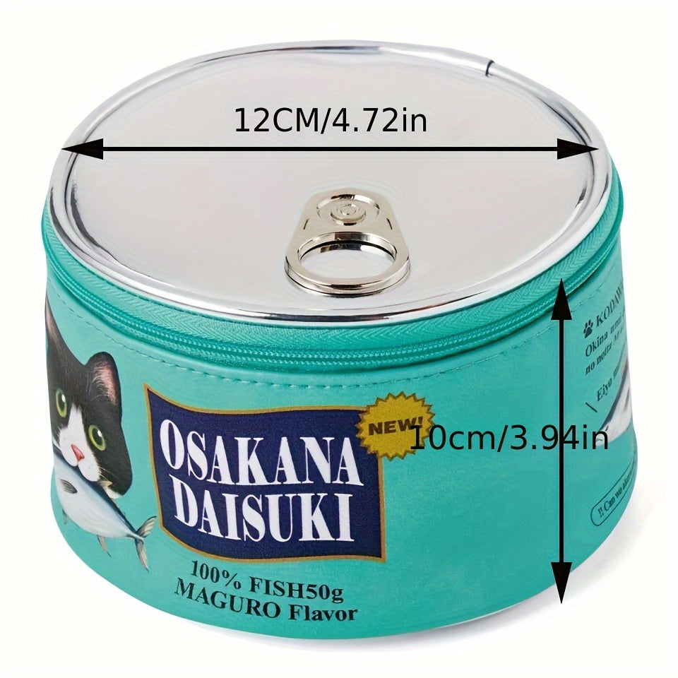Mini Tin Sardine Cosmetic Bag – Cute Cylindrical Zipper Pouch for Travel