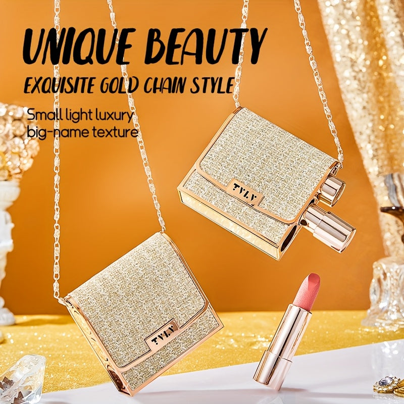 Mini Matte Velvet Lipstick Set – 3 Colors with Golden Chain Bag