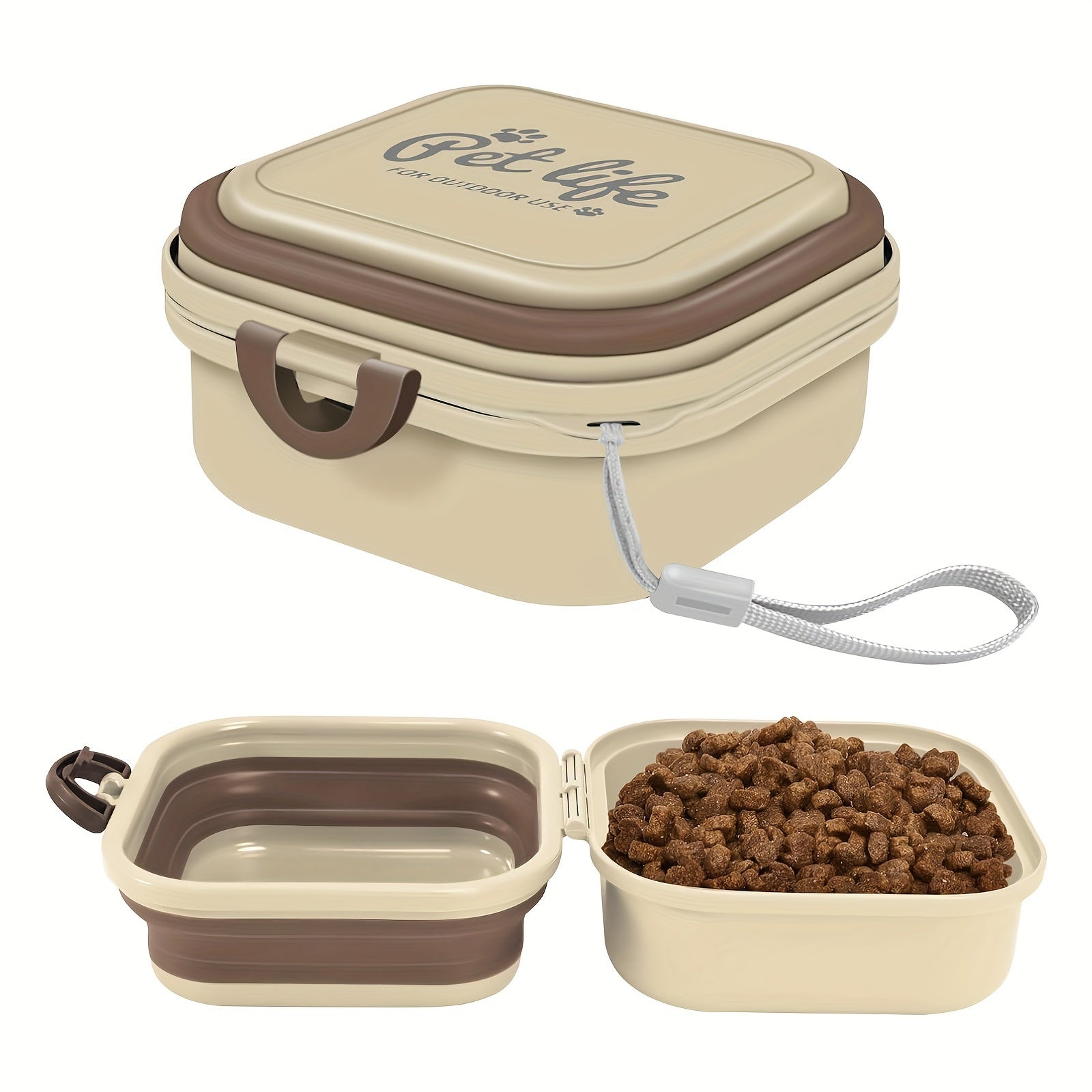 Mini Portable Dog Water Bowl – 2-in-1 Travel Pet Food & Water Feeder with Lid