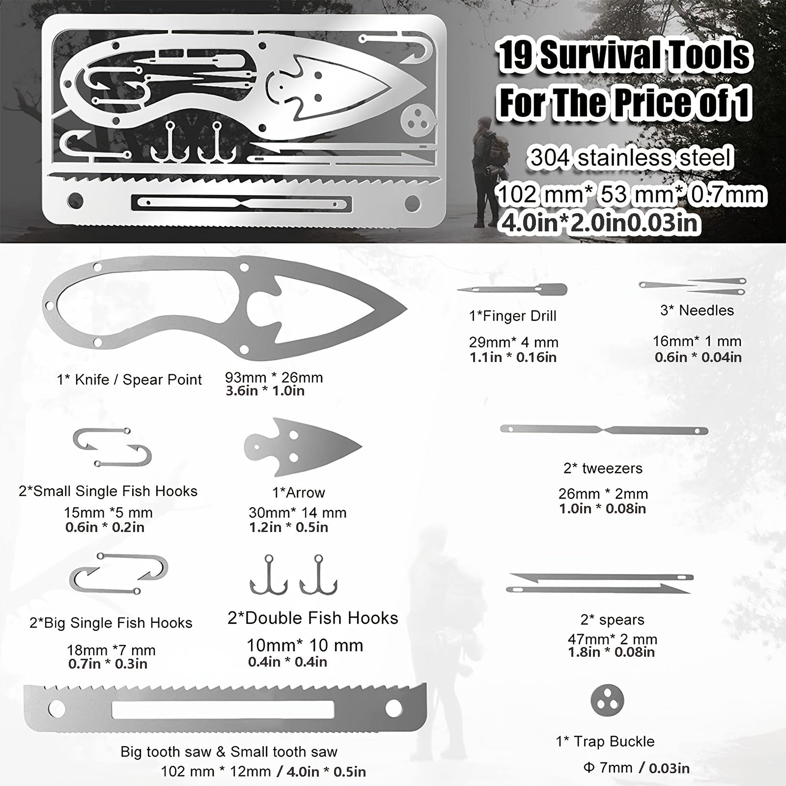 Mini EDC Survival Card Kit – 6-Piece Compact Multitool