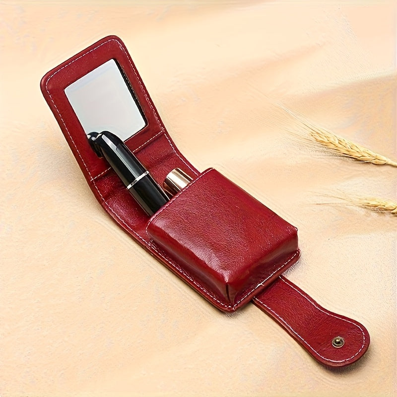 Mini Portable Lipstick Case with Mirror – Compact Travel Makeup Organizer