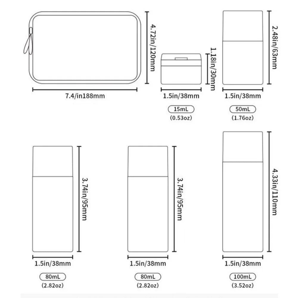 Mini Travel Cream Dispenser Set – 5-Piece TSA-Approved Bottles