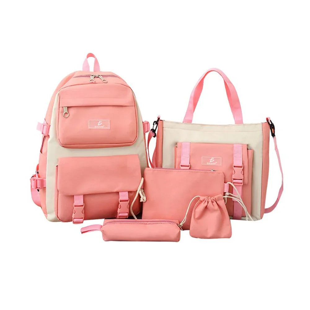 5‑in‑1 Kawaii Bag Set – Backpack, Tote, Medium Bag, Mini Pouch & Coloring Book