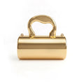 Mini acrylic cylindrical clutch in Gold – evening bag with detachable handle and chain strap