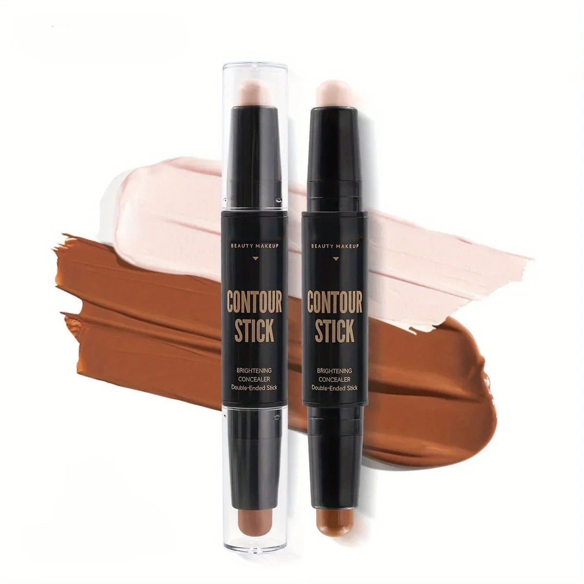 Contour stick shade 01 with light ivory highlight and deep brown contour ends