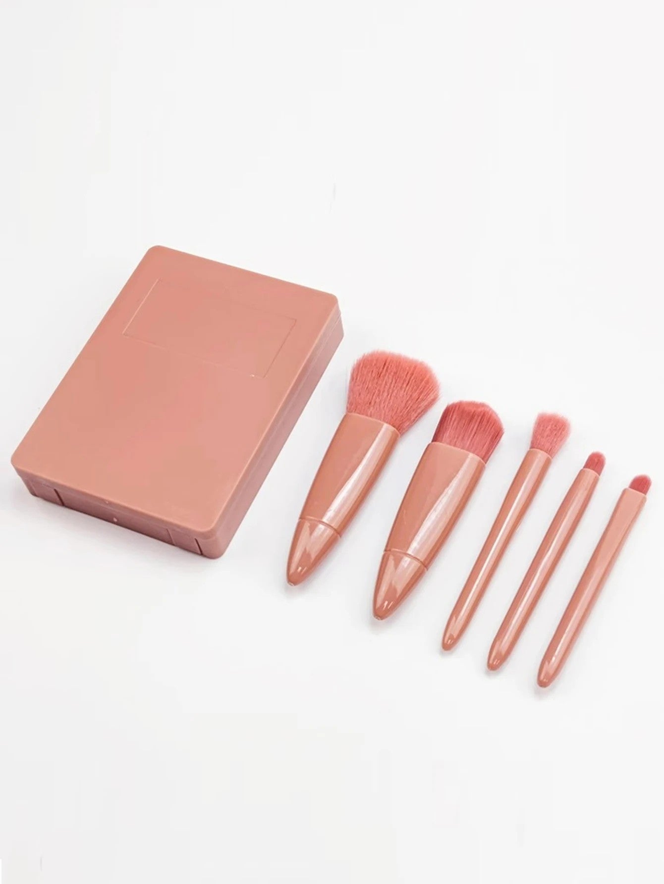Mini Travel Makeup Brush Set – 5pcs Portable Kit with Mirror