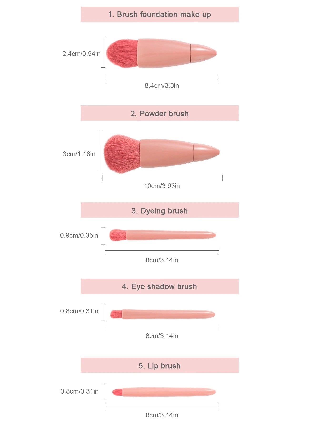 Mini Travel Makeup Brush Set – 5pcs Portable Kit with Mirror