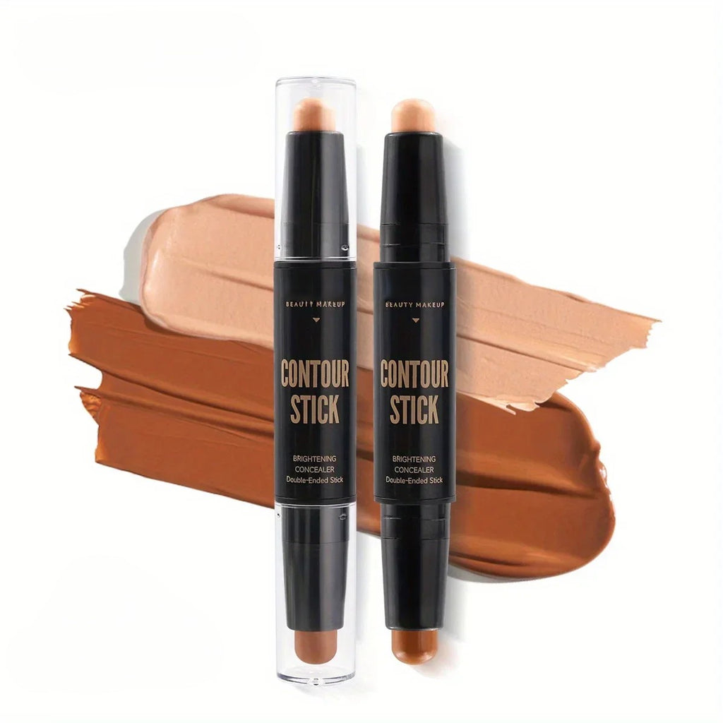  Contour stick shade 02 with medium-tan highlight and medium-brown contour ends