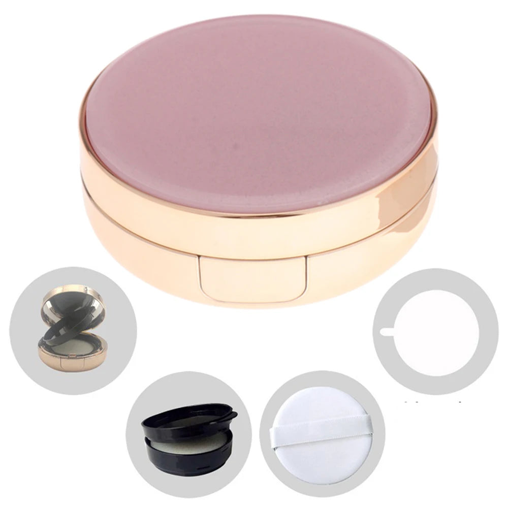 Mini Compact Case with Mirror & Powder Puff - Refillable Travel Makeup Container