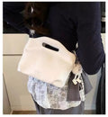 American retro vegan leather crossbody bag in white — front view of bag showing soft faux leather and adjustable strap