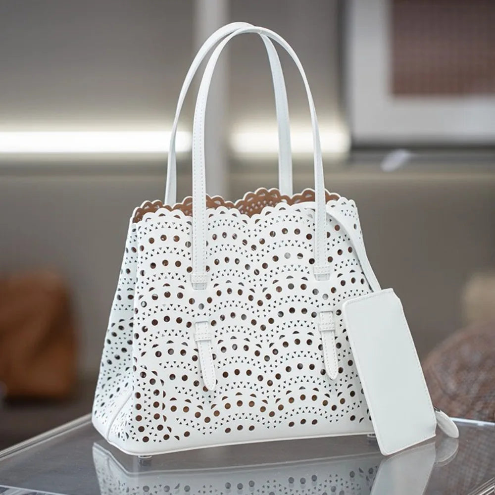 Artisan Hollow‑Cut Leather Bag – Modern Minimalist Everyday Carry 3 Sizes 10 Colours