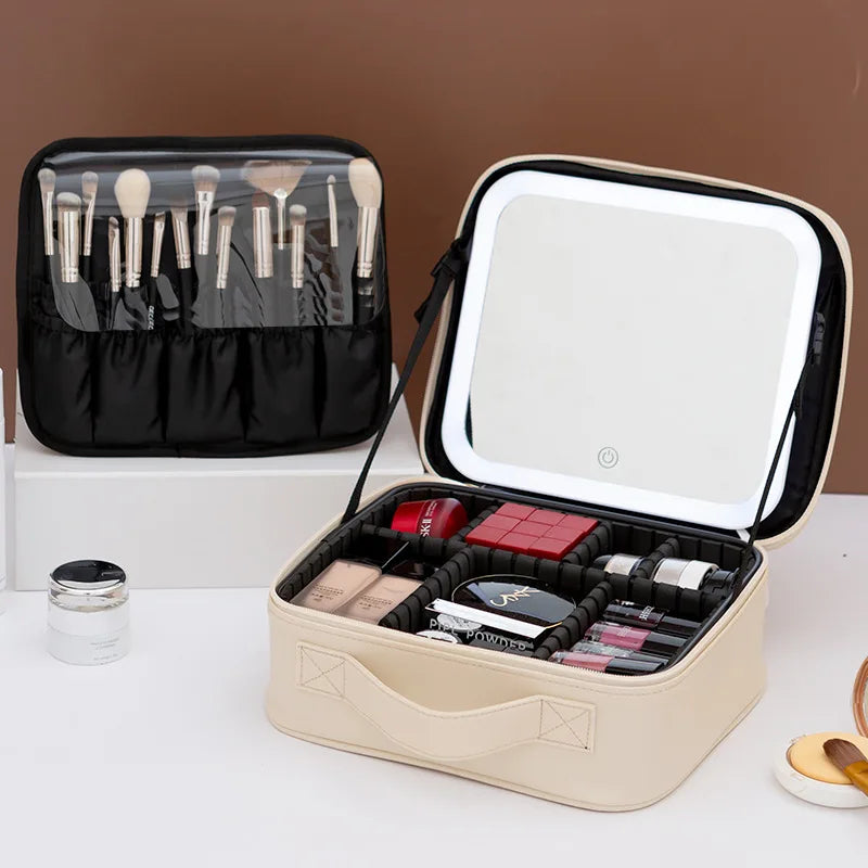 Premium LED Makeup Case with Mirror – Portable Lighted Cosmetic Travel Organizer
