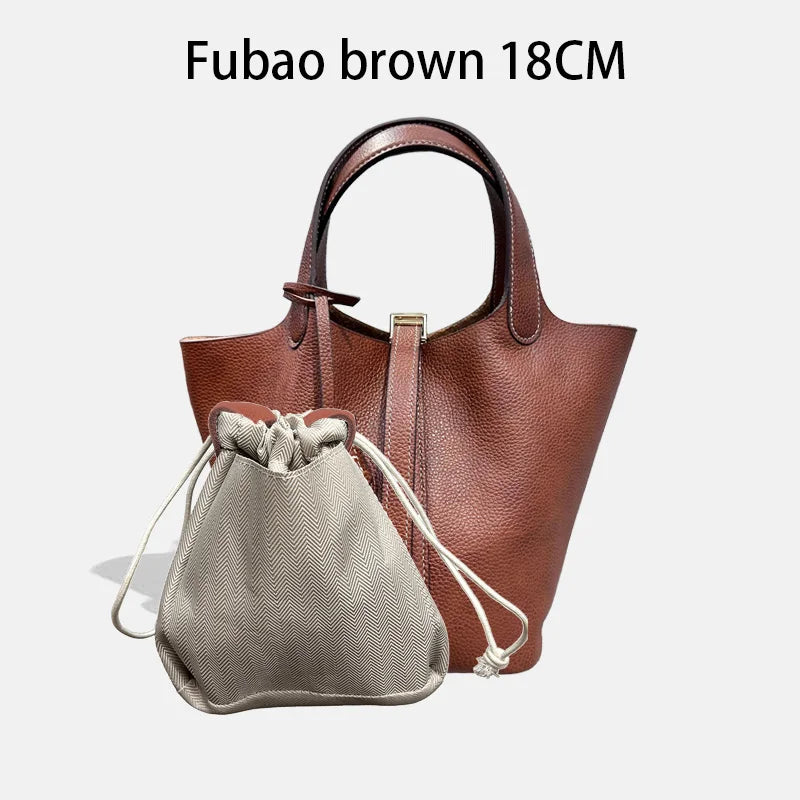 MENDY Genuine Leather Bucket Bag for Women