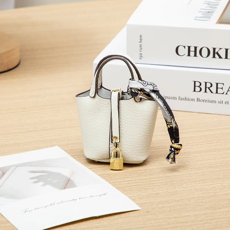 Mini House Leather Small Bag – Portable Handheld & Wrist Rope Mini Wallet for Earbuds, Keys & Essentials