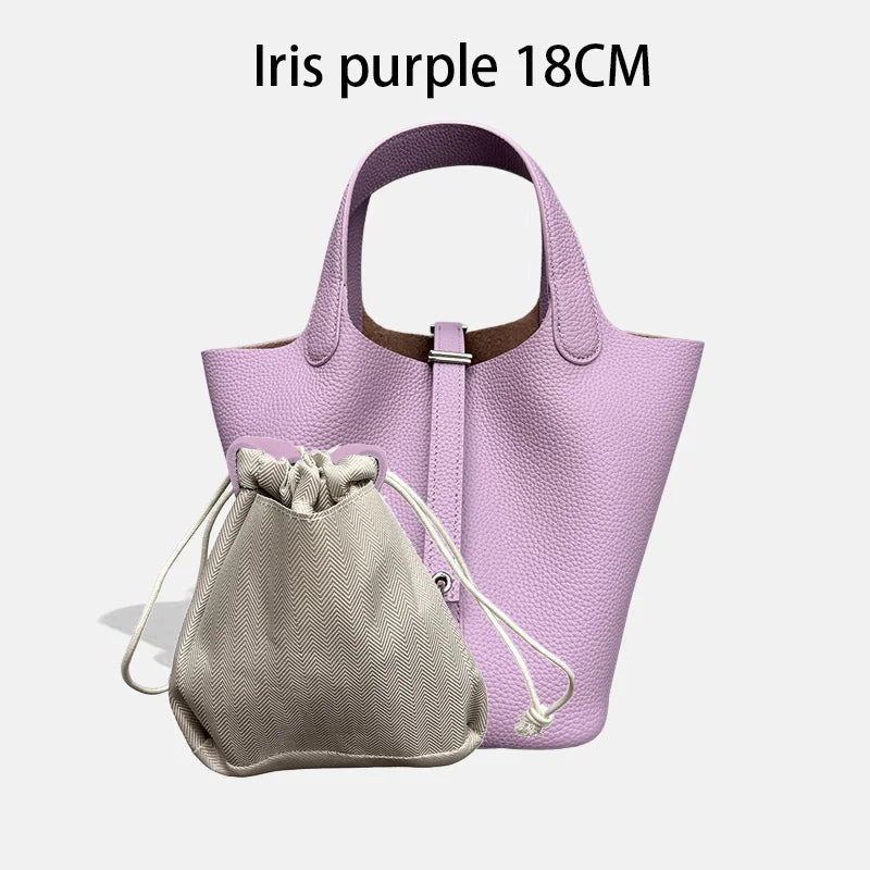 MENDY Genuine Leather Bucket Bag for Women