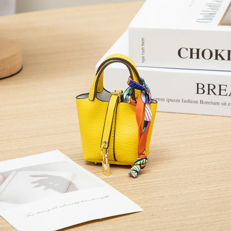 Mini House Leather Small Bag – Portable Handheld & Wrist Rope Mini Wallet for Earbuds, Keys & Essentials