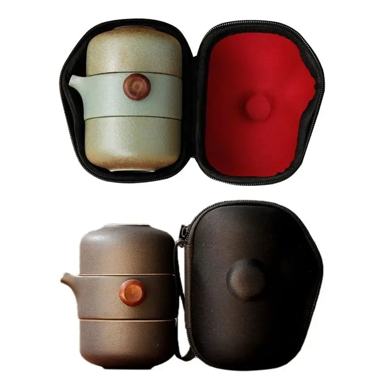 Japanese‑Style Ceramic Teapot Lid Bowl Teacup – Handmade Travel Tea Set